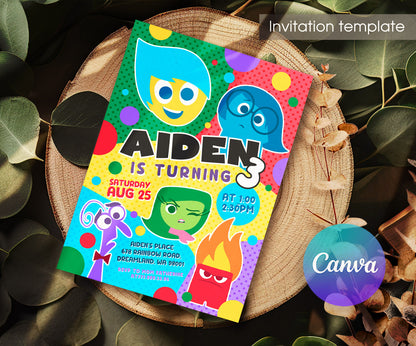 Inside Out 2 customizable invitation template | Share or Print | JH116