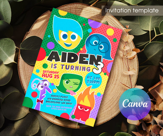 Inside Out 2 customizable invitation template | Share or Print | JH116