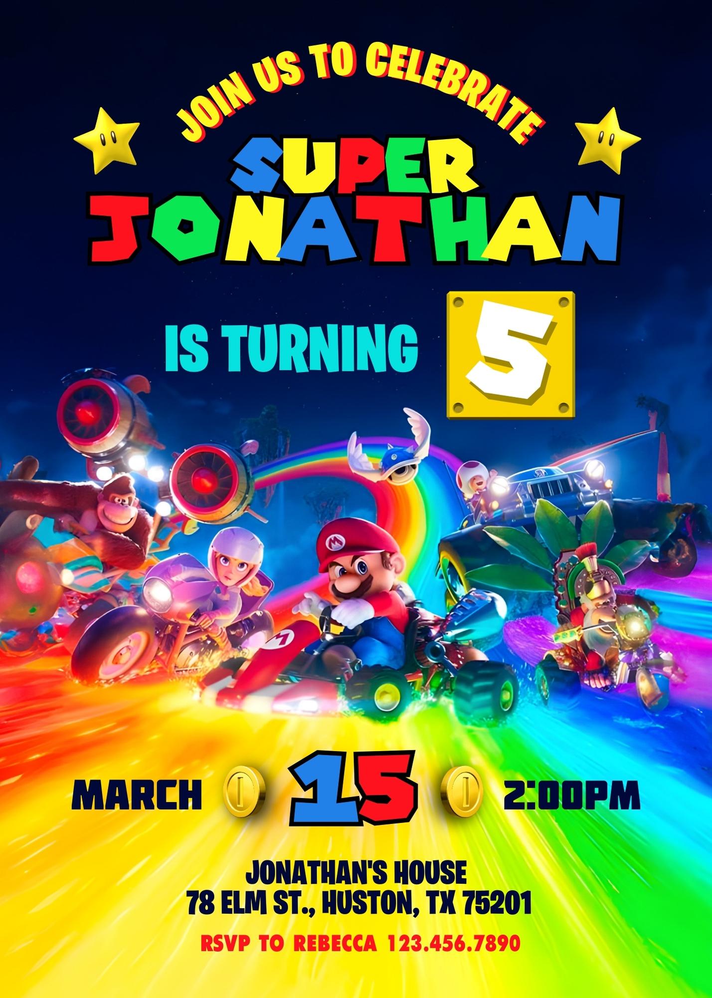 Super Mario Bros customizable invitation template | Share or Print | BP853