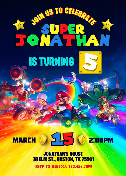 Super Mario Bros customizable invitation template | Share or Print | BP853