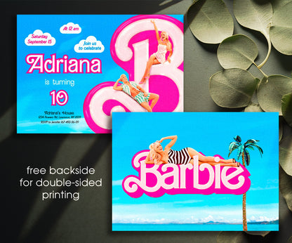 Barbie Pink customizable invitation template | Share or Print | girl | VY084