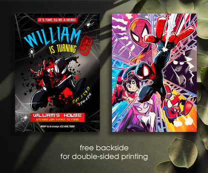 Spider Man Across the Spider-Verse customizable invitation template | Share or Print | boy | VI527