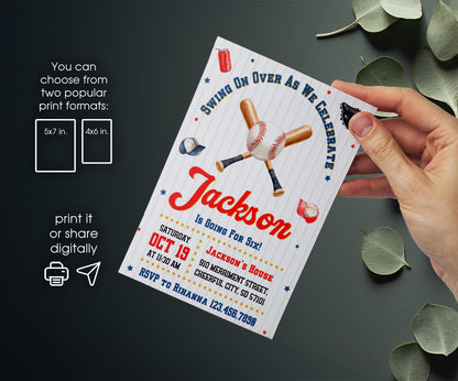 Baseball MLB Sport customizable invitation template | Share or Print | boy | SF232