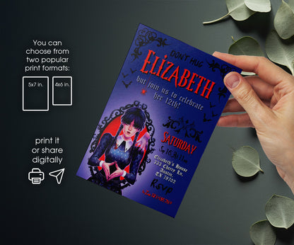Wednesday Addams customizable invitation template | Share or Print | girl | TZ365