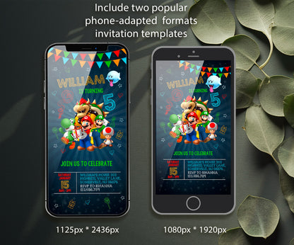 Super Mario Bros customizable invitation template | Share or Print | KM721