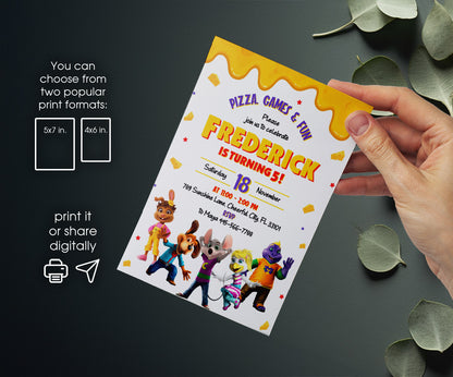 Chuck E. Cheese customizable invitation template | Share or Print | JS974