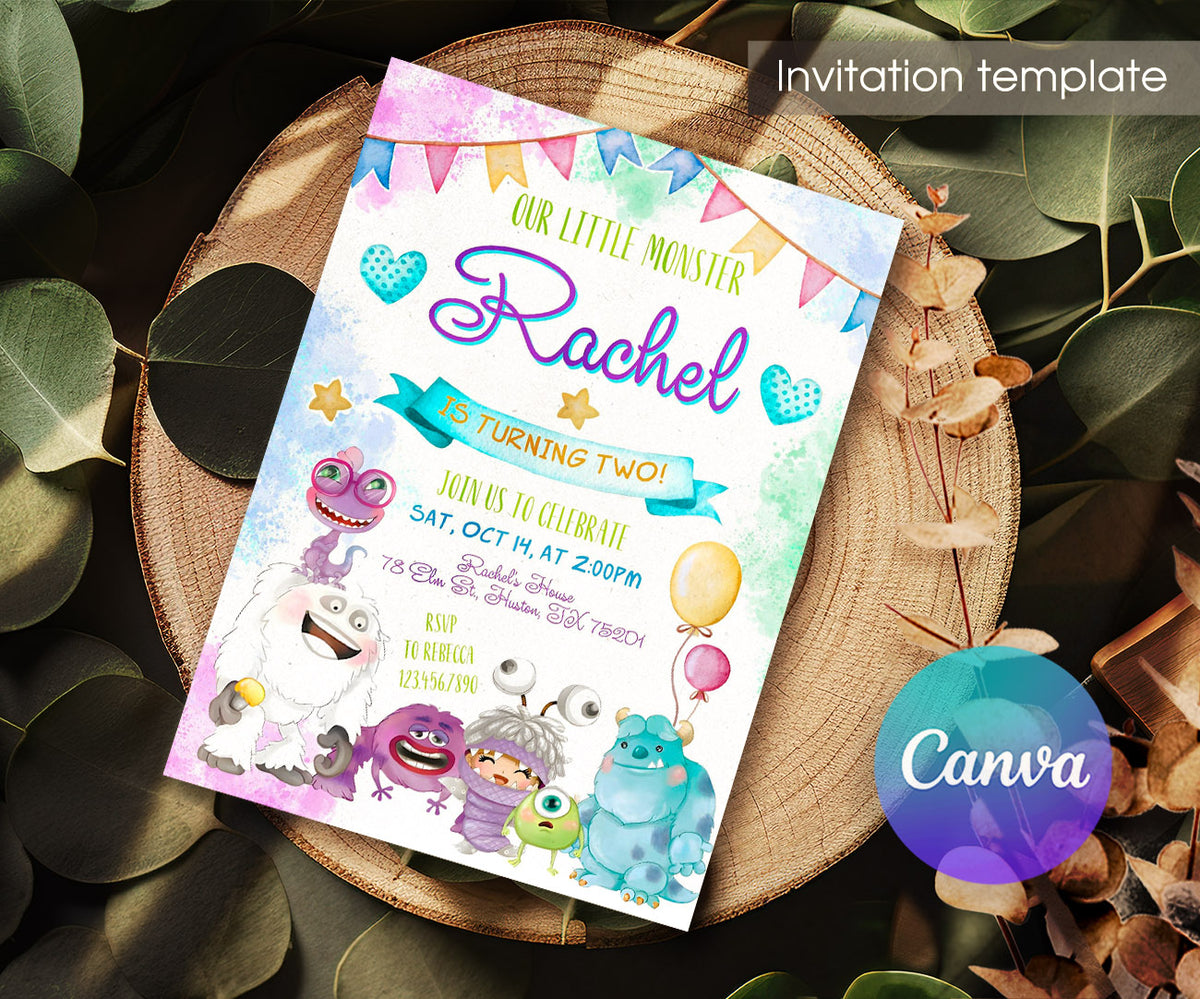 Monsters, Inc. customizable invitation template | Share or Print | LS723