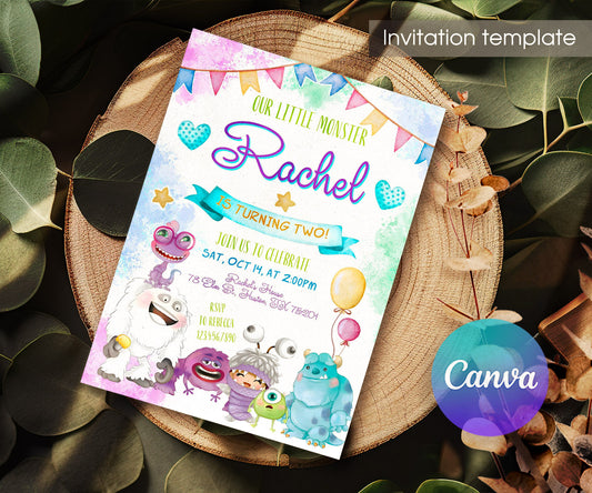 Monsters, Inc. customizable invitation template | Share or Print | LS723