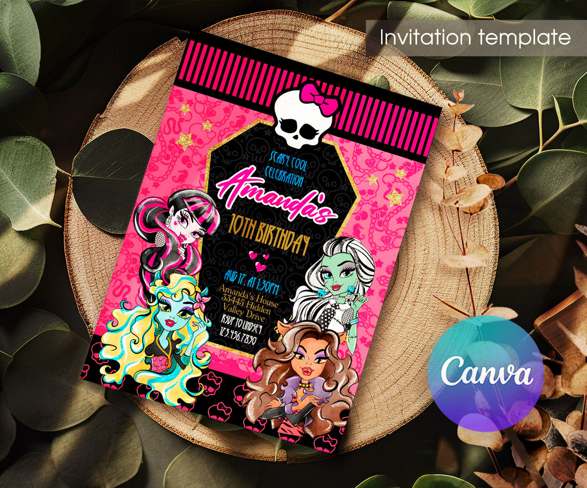 Monster High customizable invitation template | Share or Print | girl | YI733