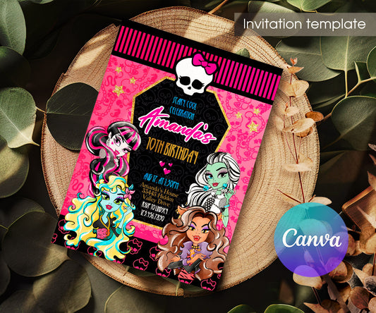 Monster High customizable invitation template | Share or Print | girl | YI733