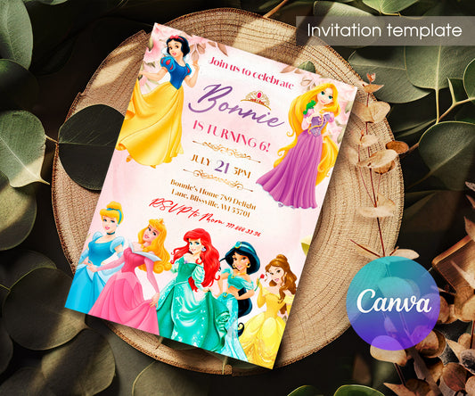 Disney Princess customizable invitation template | Share or Print | girl | YO118