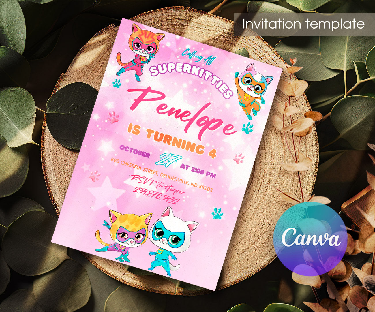 SuperKitties customizable invitation template | Share or Print | AM491