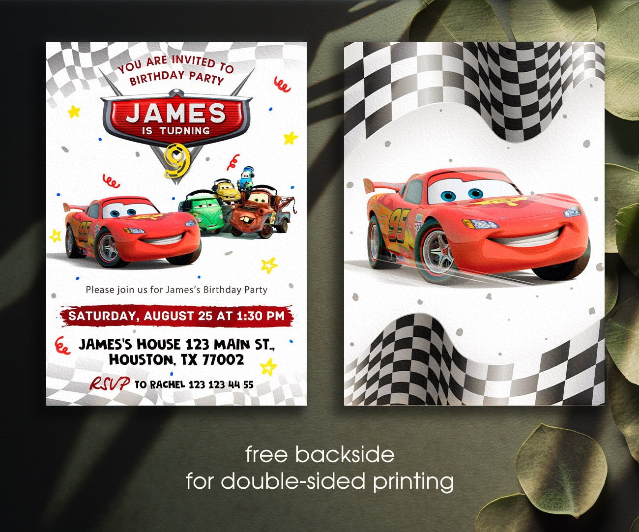 Cars Lightning McQueen customizable invitation template | Share or Print | boy | JV142