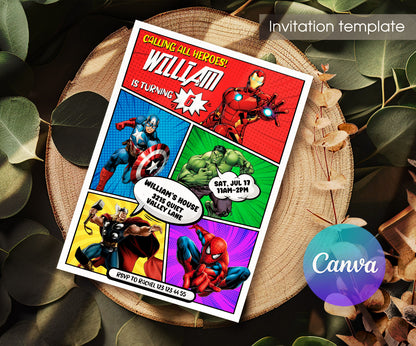 Avengers Marvel Superhero customizable invitation template | Share or Print | boy | EY693