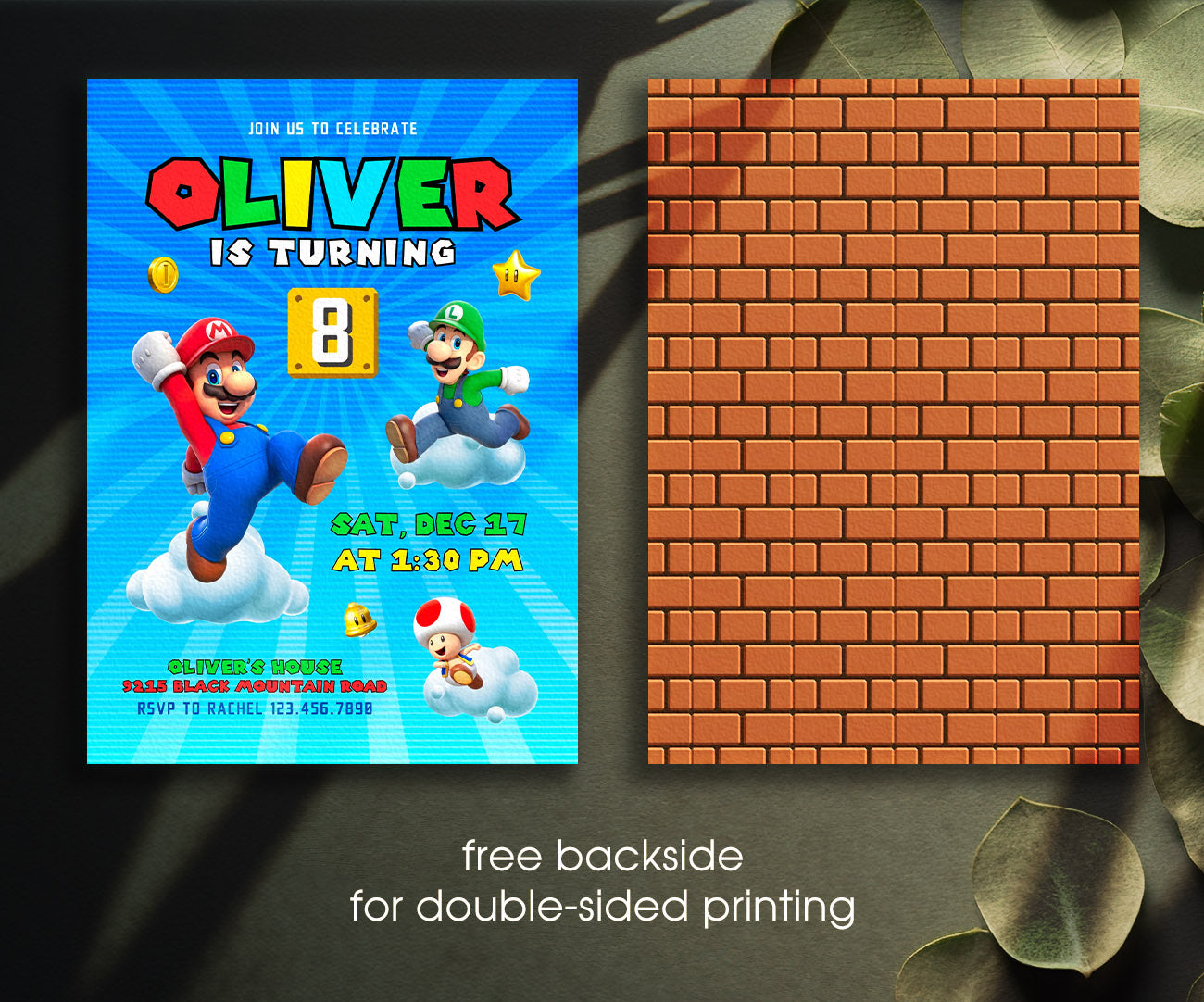 Super Mario Bros customizable invitation template | Share or Print | OE412