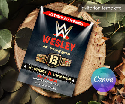 Wrestling WWE WrestleMania customizable invitation template | Share or Print | boy | JD392