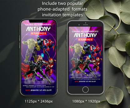 Avengers Marvel Superhero customizable invitation template | Share or Print | boy | QT157