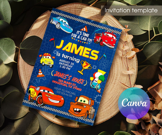 Cars Lightning McQueen customizable invitation template | Share or Print | boy | KS702