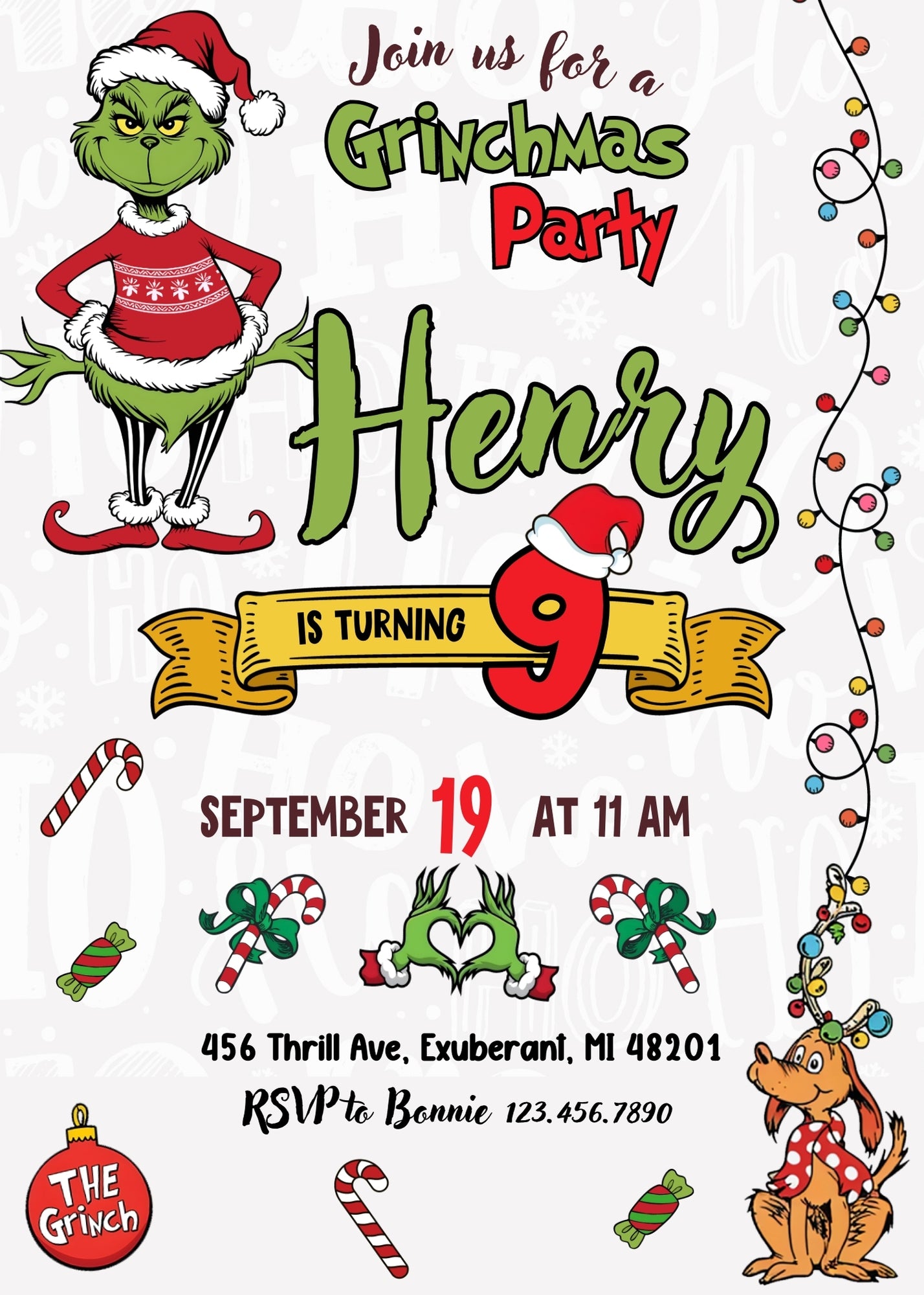 The Grinch  Merry Grinchmas customizable invitation template | Share or Print | UO835