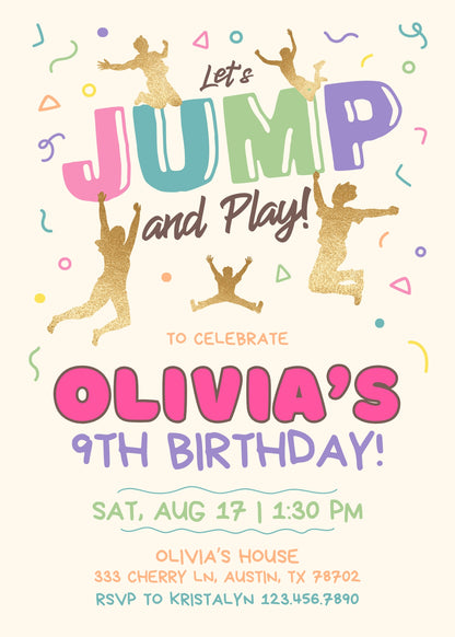 Trampoline Jump Party customizable invitation template | Share or Print | AK333