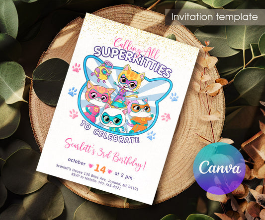 SuperKitties customizable invitation template | Share or Print | WQ833