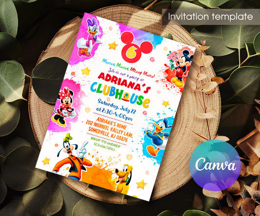 Clubhouse Mickey Mouse customizable invitation template | Share or Print | VB381