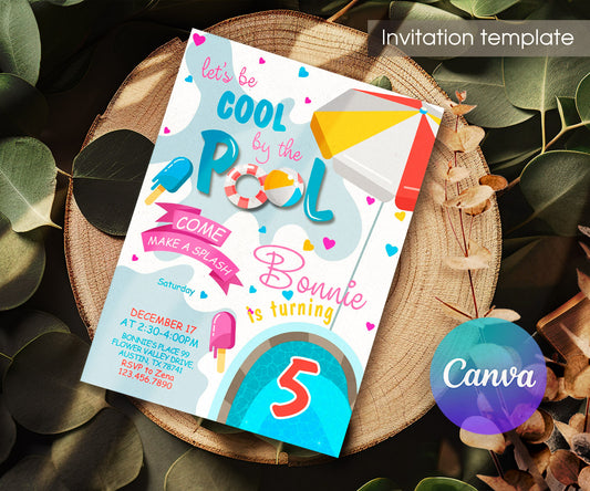 Pool Party customizable invitation template | Share or Print | YD398