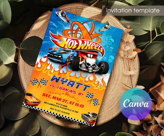 Hot Wheels Racing customizable invitation template | Share or Print | boy | VP883
