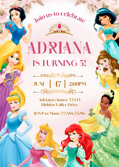 Disney Princess customizable invitation template | Share or Print | girl | VO257