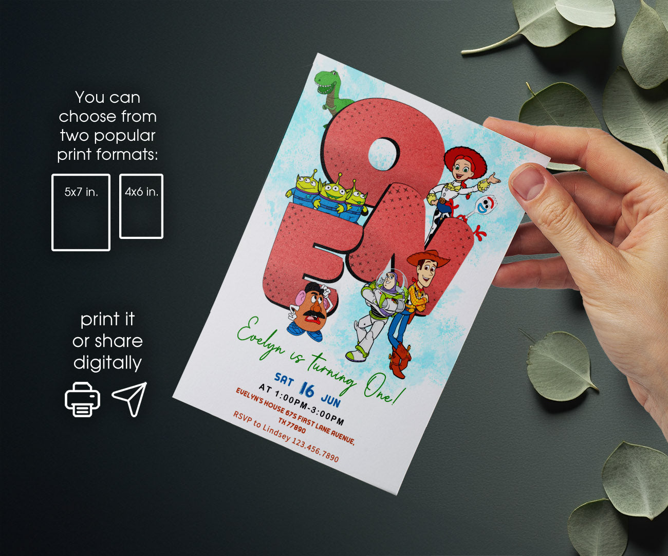 Toy Story Woody customizable invitation template | Share or Print | OX679