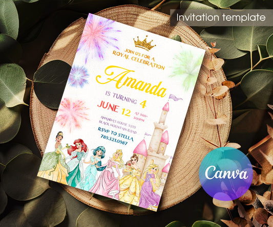 Disney Princess customizable invitation template | Share or Print | girl | ED562