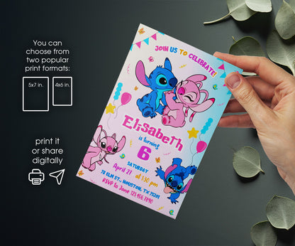 Lilo & Stitch Angel customizable invitation template | Share or Print | girl | OX866