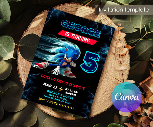 Sonic the Hedgehog customizable invitation template | Share or Print | ZP410
