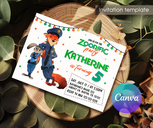 Zootopia 2 customizable invitation template | Share or Print | VL160