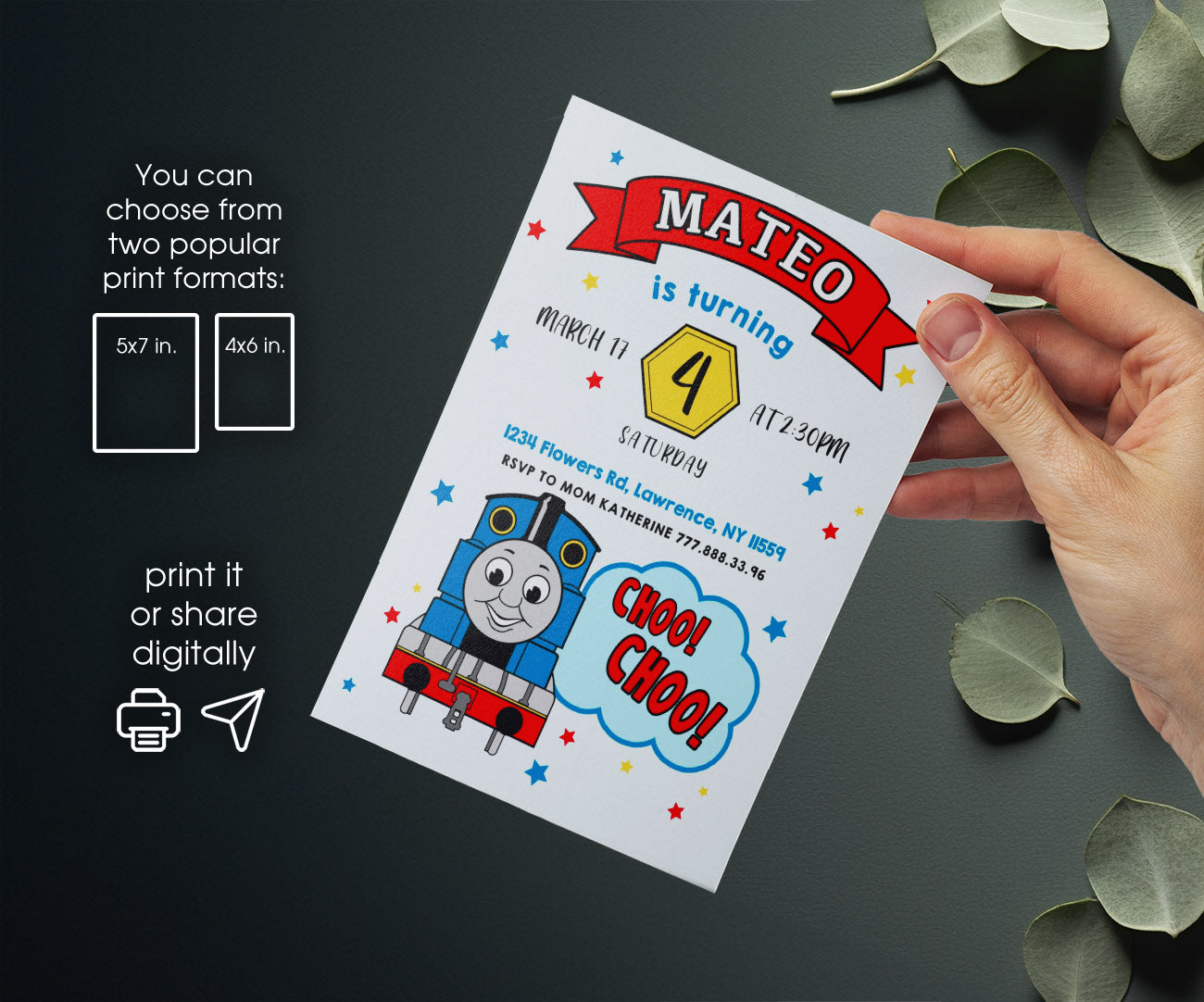Thomas Train & Friends customizable invitation template | Share or Print | RS688