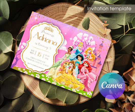 Disney Princess customizable invitation template | Share or Print | girl | ZY286