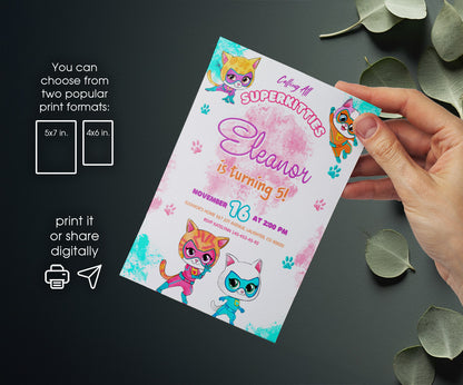 SuperKitties customizable invitation template | Share or Print | HT870