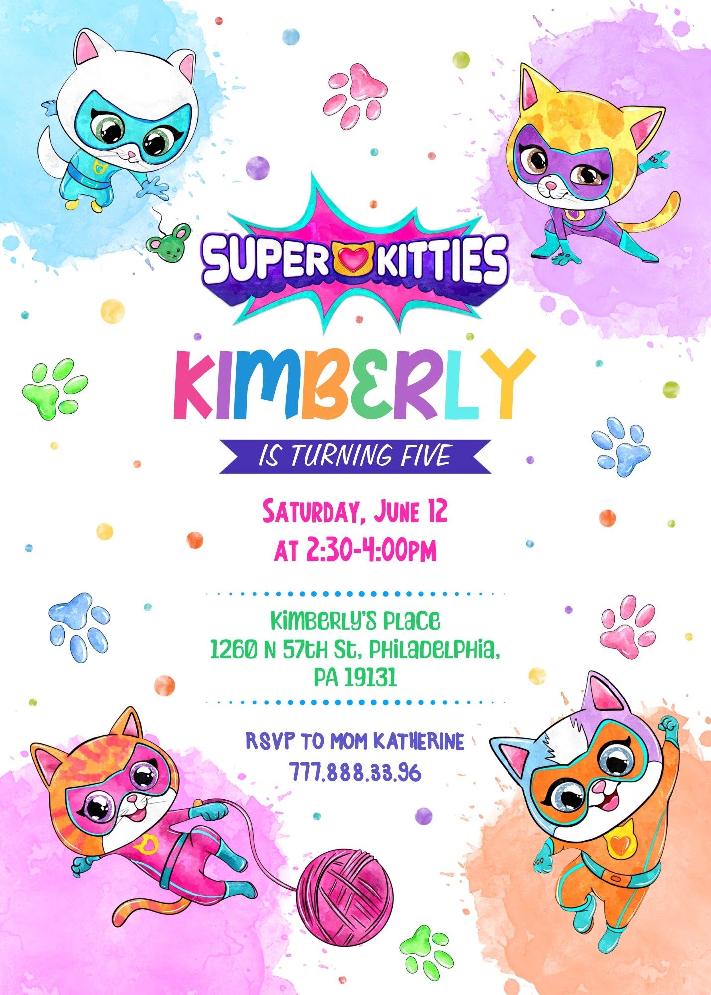 SuperKitties customizable invitation template | Share or Print | UL021
