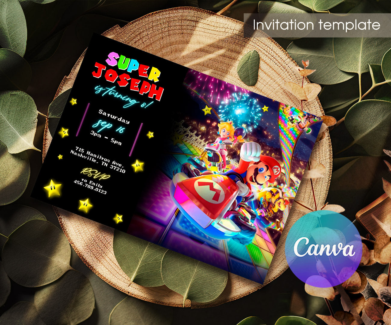Mario Kart Gamer customizable invitation template | Share or Print | boy | MT332
