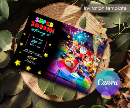 Mario Kart Gamer customizable invitation template | Share or Print | boy | MT332