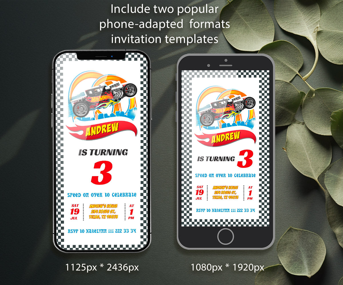 Hot Wheels Racing customizable invitation template | Share or Print | boy | VC942