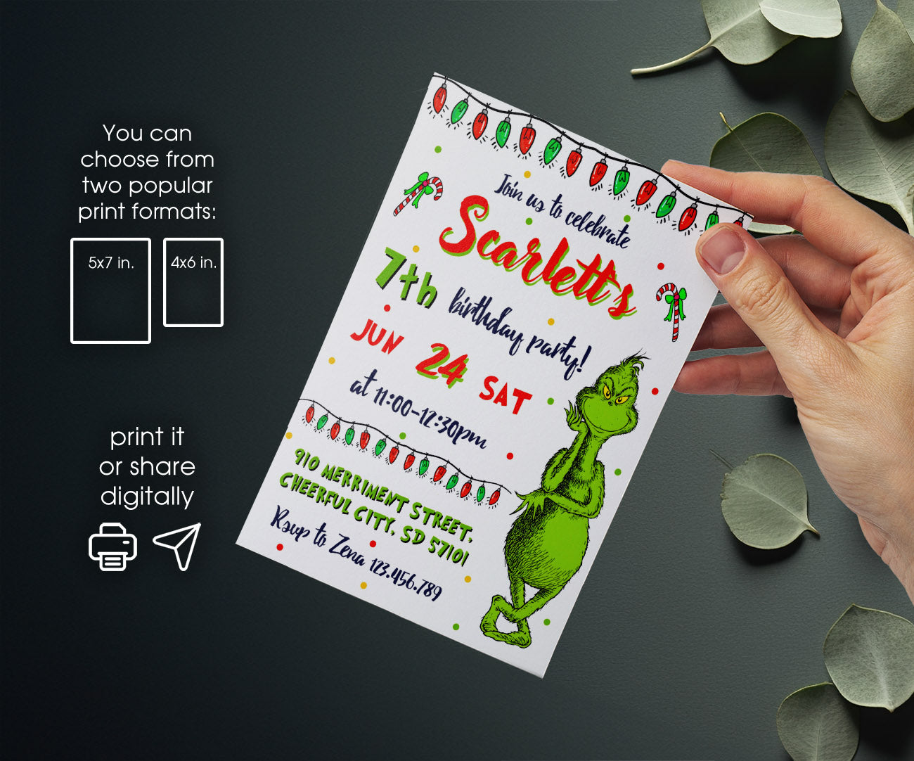 The Grinch  Merry Grinchmas customizable invitation template | Share or Print | NB349