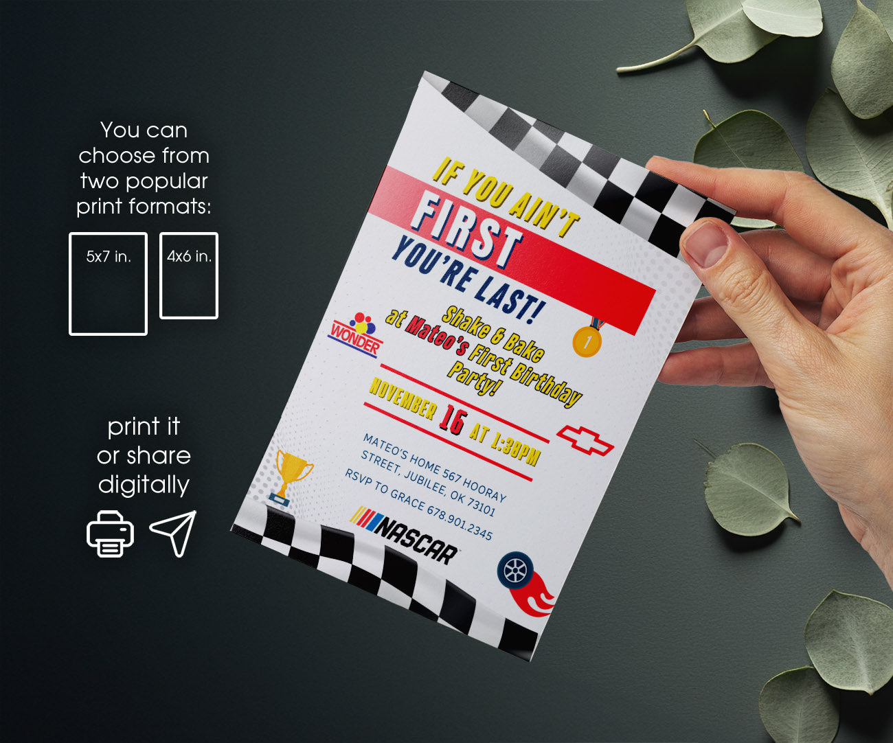 Nascar Ricky Bobby customizable invitation template | Share or Print | boy | SI776