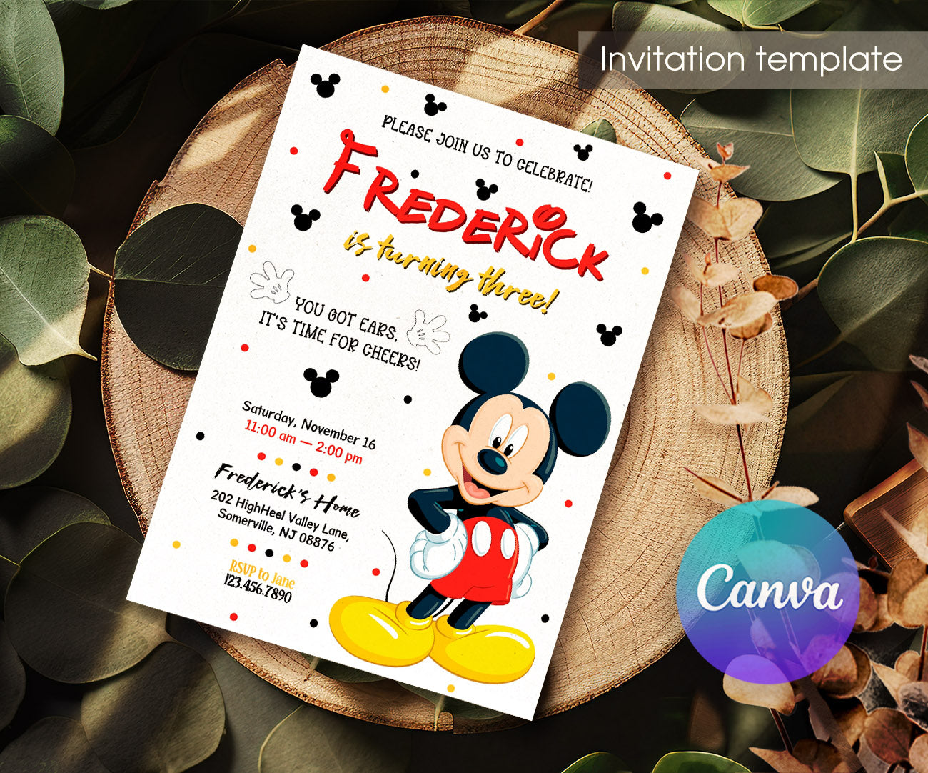 Mickey Mouse and Friends customizable invitation template | Share or Print | TT643