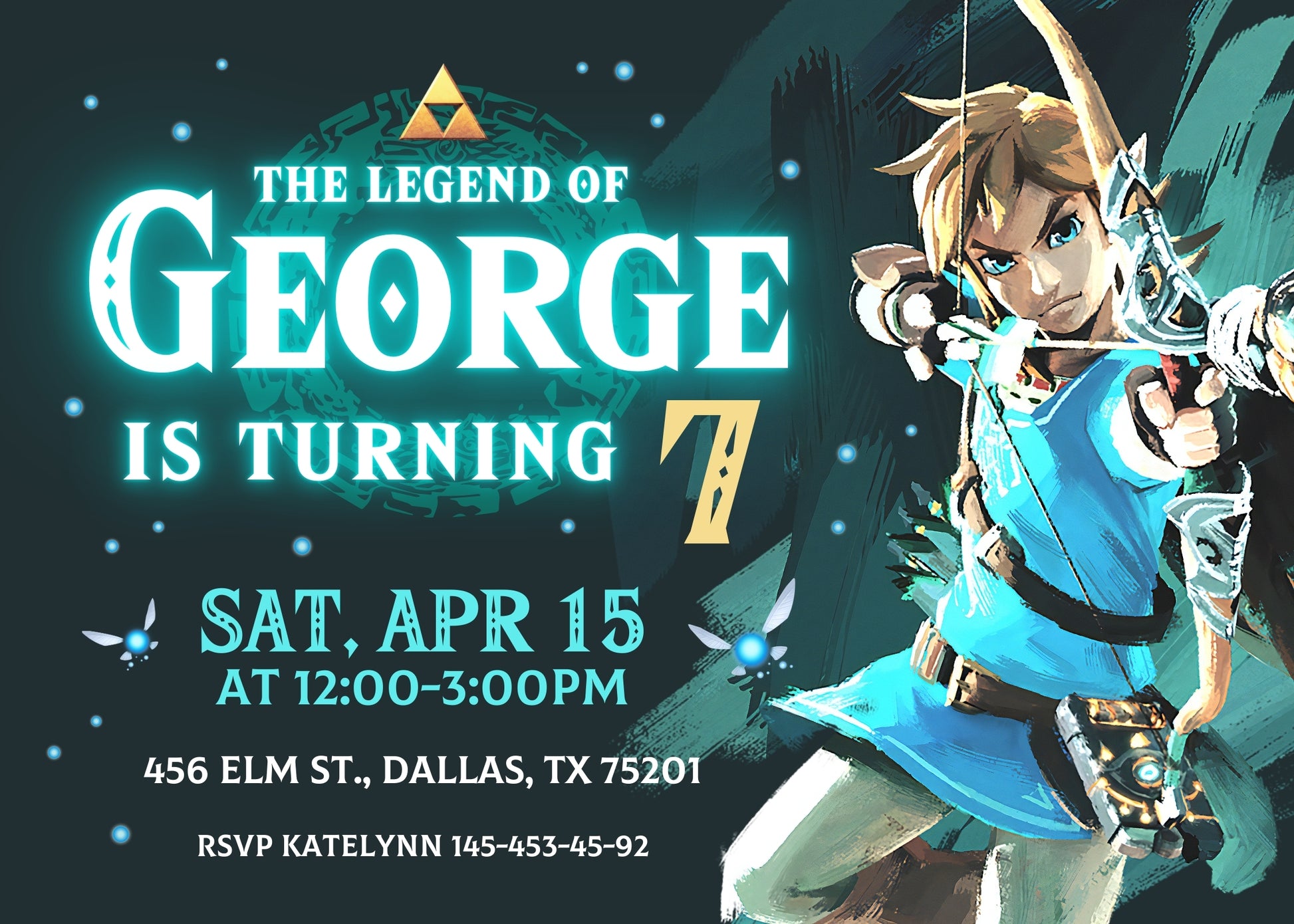 Legend of Zelda Gamer customizable invitation template | Share or Print | AT894