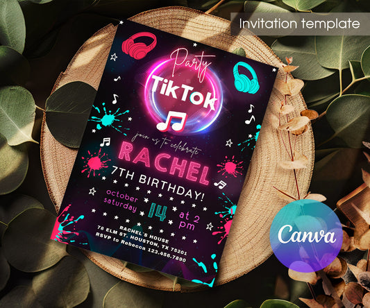 Tik Tok Party customizable invitation template | Share or Print | PQ764