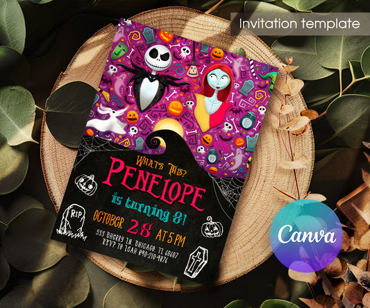 The Nightmare Before Christmas Halloween customizable invitation template | Share or Print | MW410