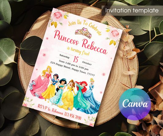 Disney Princess customizable invitation template | Share or Print | girl | NX299