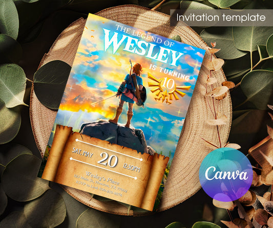 Legend of Zelda Gamer customizable invitation template | Share or Print | CL552