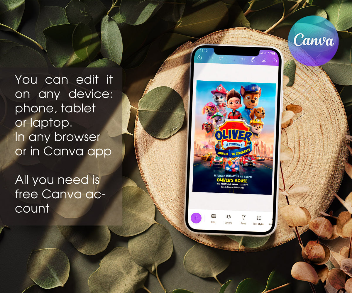 PAW Patrol customizable invitation template | Share or Print | AH749